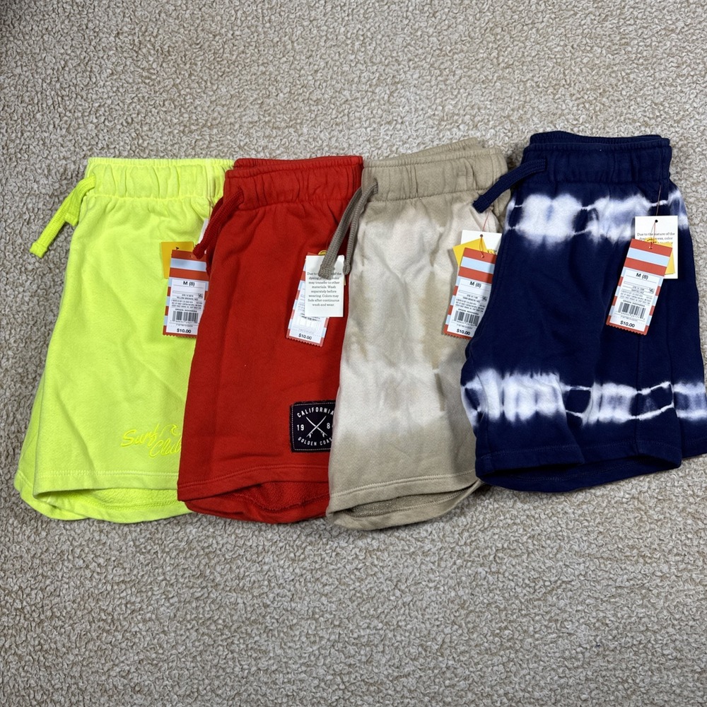 Lot of 4 NWT Cat & Jack Boy's Sz 8 Shorts Above Knee Comfy Red Tan Blue Yellow